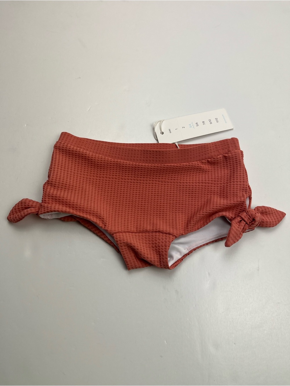Minnow Girls Swim Shorts New England Red Rust Size 3T - 4T Side Ties Summer NEW